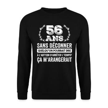 56 Ans Sans Déconner Cadeau D'anniversaire 56 Ans - Sweat-shirt Unisexe - noir - Devant - Alina (178cm) & Michal (187cm)