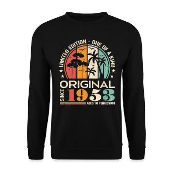 Voiture ancienne construite en 1953 née Vintage anniversaire - Sweat-shirt Unisexe - noir - Devant - Alina (178cm) & Michal (187cm)