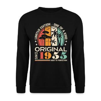Voiture ancienne construite en 1955 née Vintage anniversaire - Sweat-shirt Unisexe - noir - Devant - Alina (178cm) & Michal (187cm)