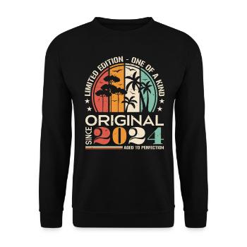 Legendär seit 2024 Geboren Jahrgang Geburtstag - Unisex Pullover - Schwarz - Vorne - Alina (178cm) & Michal (187cm)