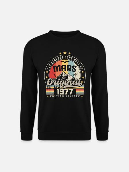 Jahrgang März 1977 47 Geburtstagsgeschenk - Unisex Pullover - Schwarz