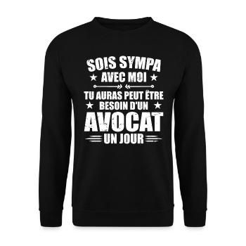 Sei nett zu mir Anwalt Humor Avocado - Unisex Pullover - Schwarz - Vorne - Alina (178cm) & Michal (187cm)
