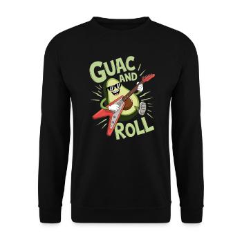 Guac And Roll Avocado Rocker With Guitar - Unisex Sweatshirt - black - Front - Alina (178cm) & Michal (187cm)