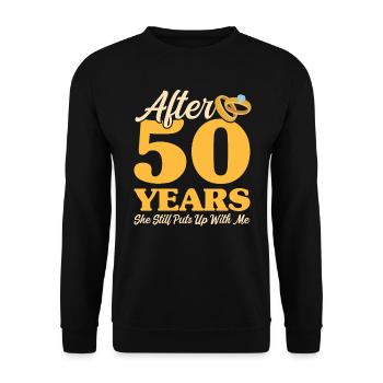 50. Hochzeitstag - Unisex Pullover - Schwarz - Vorne - Alina (178cm) & Michal (187cm)