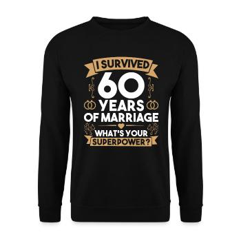 60e anniversaire de mariage - Sweat-shirt Unisexe - noir - Devant - Alina (178cm) & Michal (187cm)