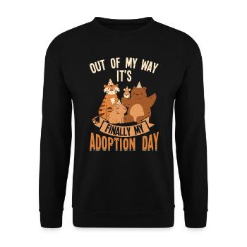 Endlich Mein Adoptions Tag - Aus Dem Weg - Unisex Pullover - Schwarz - Vorne - Alina (178cm) & Michal (187cm)