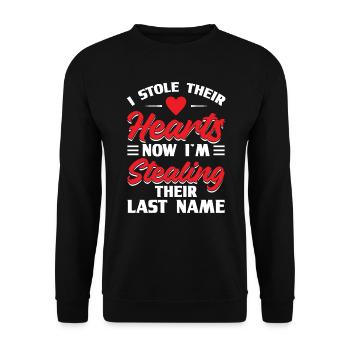 Jetzt Stehle Ich Ihren Nachnamen Adoption - Unisex Pullover - Schwarz - Vorne - Alina (178cm) & Michal (187cm)