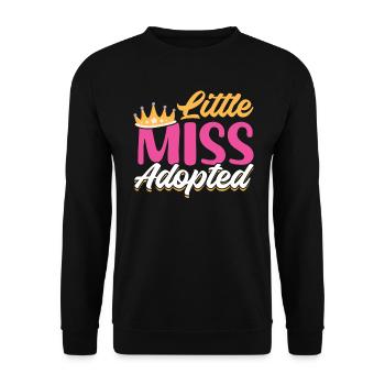 Kleine Miss Adoptiert - Stolz und Geliebt - Unisex Pullover - Schwarz - Vorne - Alina (178cm) & Michal (187cm)