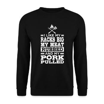 J’aime mes carrés grands, ma viande assaisonnée - Sweat-shirt Unisexe - noir - Devant - Alina (178cm) & Michal (187cm)