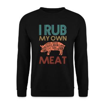 Ich Rubbe Mein Eigenes Fleisch BBQ Schweinefleisch - Unisex Pullover - Schwarz - Vorne - Alina (178cm) & Michal (187cm)