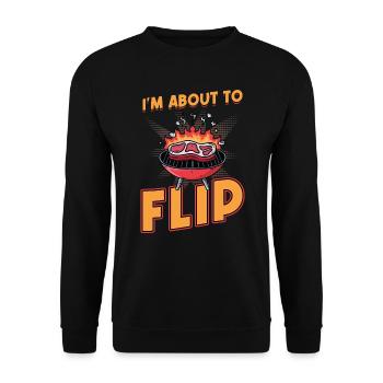 I'm About to Flip Grillen BBQ Steak Fleisch - Unisex Pullover - Schwarz - Vorne - Alina (178cm) & Michal (187cm)
