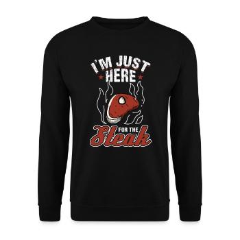I'm Just Here For The Steak BBQ Grillen - Unisex Pullover - Schwarz - Vorne - Alina (178cm) & Michal (187cm)