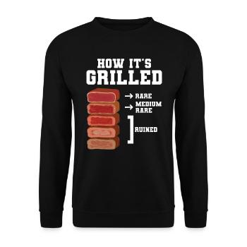 How It's Grilled: Rare, Medium Rare, Ruined - Unisex Sweatshirt - black - Front - Alina (178cm) & Michal (187cm)