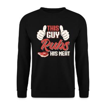 This Guy Rubs His Meat BBQ - Unisex Sweatshirt - black - Front - Alina (178cm) & Michal (187cm)