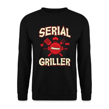 Serial Griller BBQ Enthusiast - Unisex Sweatshirt - black - Front - Alina (178cm) & Michal (187cm)
