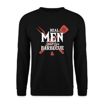 Echte Männer Riechen Nach Barbecue - Unisex Pullover - Schwarz - Vorne - Alina (178cm) & Michal (187cm)