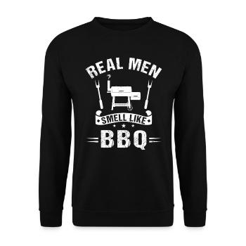 Echte Männer Riechen Nach BBQ - Unisex Pullover - Schwarz - Vorne - Alina (178cm) & Michal (187cm)