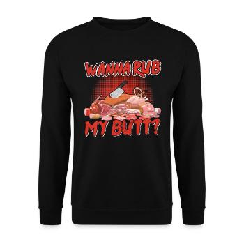 BBQ Meat Lover Humour - Tu veux me frotter les fesses ? - Sweat-shirt Unisexe - noir - Devant - Alina (178cm) & Michal (187cm)