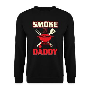 Smoke Daddy BBQ Meister am Grill - Unisex Pullover - Schwarz - Vorne - Alina (178cm) & Michal (187cm)