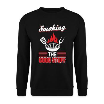 Smoke the Good Stuff BBQ Grilling - Unisex Sweatshirt - black - Front - Alina (178cm) & Michal (187cm)