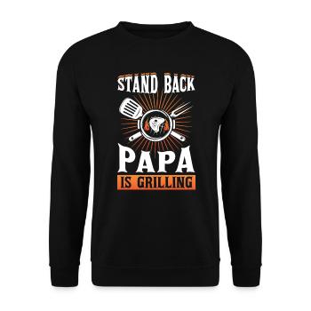 Achtung! Papa Grillt Heute Im BBQ-Style - Unisex Pullover - Schwarz - Vorne - Alina (178cm) & Michal (187cm)