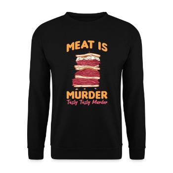 BBQ - Meat is murder delicious delicious murder - Unisex Sweatshirt - black - Front - Alina (178cm) & Michal (187cm)