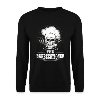 The Barbecutioner Skull BBQ Chef - Unisex Sweatshirt - black - Front - Alina (178cm) & Michal (187cm)