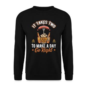 BBQ and beer: A perfect duo for a good day - Unisex Sweatshirt - black - Front - Alina (178cm) & Michal (187cm)