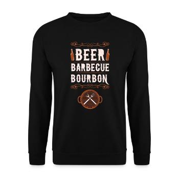 BBQ Bier Barbecue Bourbon Grillen - Unisex Pullover - Schwarz - Vorne - Alina (178cm) & Michal (187cm)