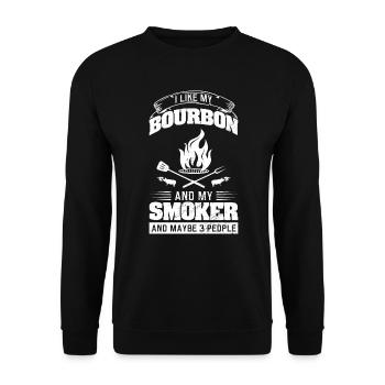 BBQ: Ich Liebe Meinen Bourbon Und Meinen Smoker - Unisex Pullover - Schwarz - Vorne - Alina (178cm) & Michal (187cm)