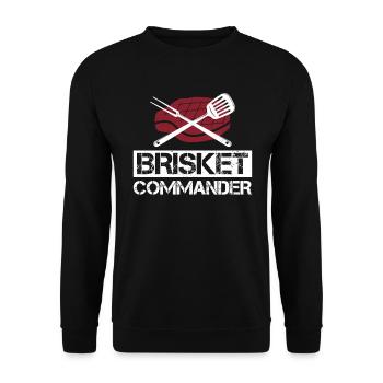 BBQ Brisket Commander Grillmeister Grillabende - Unisex Pullover - Schwarz - Vorne - Alina (178cm) & Michal (187cm)