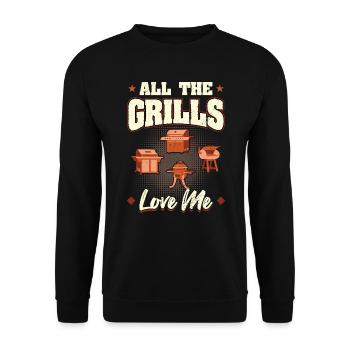 Tous les grils Love Me BBQ Adventure - Sweat-shirt Unisexe - noir - Devant - Alina (178cm) & Michal (187cm)