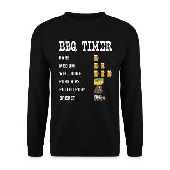 BBQ Timer for Grill Masters: Beer and Meat Enjoyment - Unisex Sweatshirt - black - Front - Alina (178cm) & Michal (187cm)