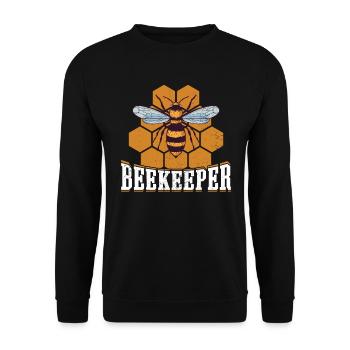 Imker Leben: Honigbienen Kunstwerk - Unisex Pullover - Schwarz - Vorne - Alina (178cm) & Michal (187cm)
