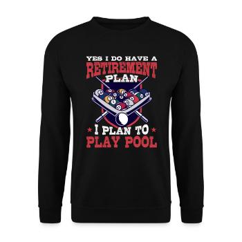 Ruhestandsplan Billard Spielen Ruhestand - Unisex Pullover - Schwarz - Vorne - Alina (178cm) & Michal (187cm)
