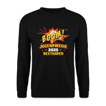 Jugendweihe 2025 Mädchen Junge - Unisex Pullover - Schwarz - Vorne - Alina (178cm) & Michal (187cm)