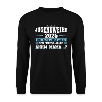 Jugendweihe 2025 Mädchen Junge - Unisex Pullover - Schwarz - Vorne - Alina (178cm) & Michal (187cm)