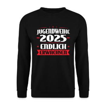 Jugendweihe 2025 Mädchen Junge - Unisex Pullover - Schwarz - Vorne - Alina (178cm) & Michal (187cm)