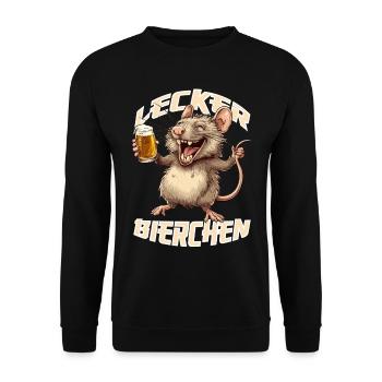 Lecker Bierchen X Ratte mit Bier lustiges - Unisex Pullover - Schwarz - Vorne - Alina (178cm) & Michal (187cm)