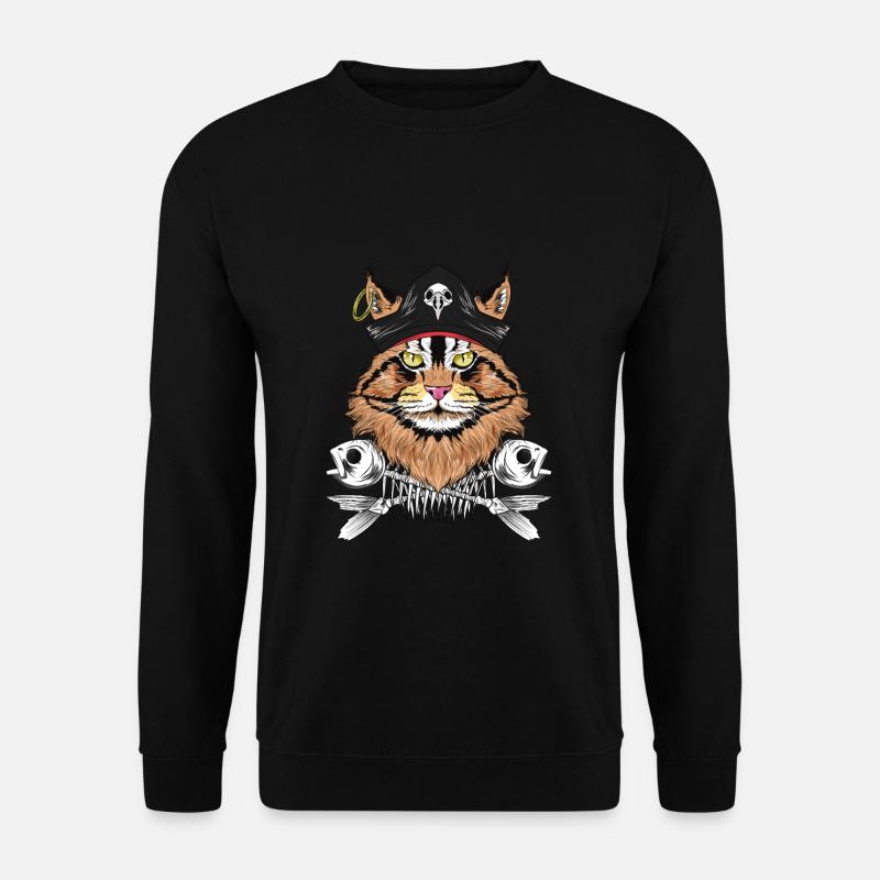 Katze Pirat Maine Coon Katzenliebhaber Geschenk - Unisex Pullover - Schwarz