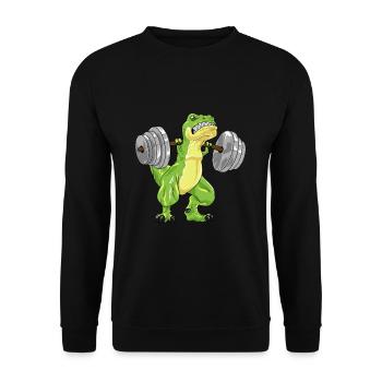 T-Rex Dino Squats Workout Bodybuilder Gift - Unisex Sweatshirt - black - Front - Alina (178cm) & Michal (187cm)