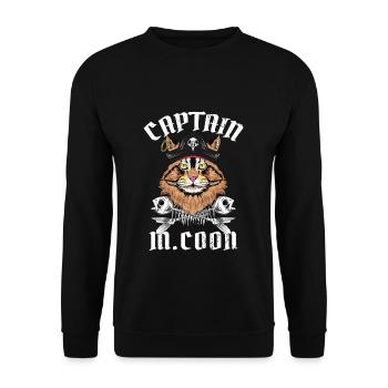 Cadeau de pirate pirate de chat Captitän Maine Coon pirate - Sweat-shirt Unisexe - noir - Devant - Alina (178cm) & Michal (187cm)