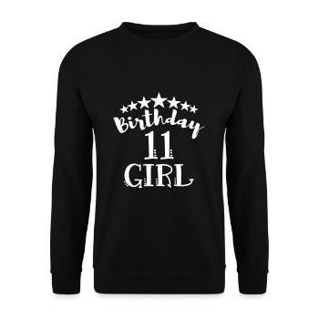 11. Geburtstag Mädchen 11 Jahre alt Geschenk - Unisex Pullover - Schwarz - Vorne - Alina (178cm) & Michal (187cm)