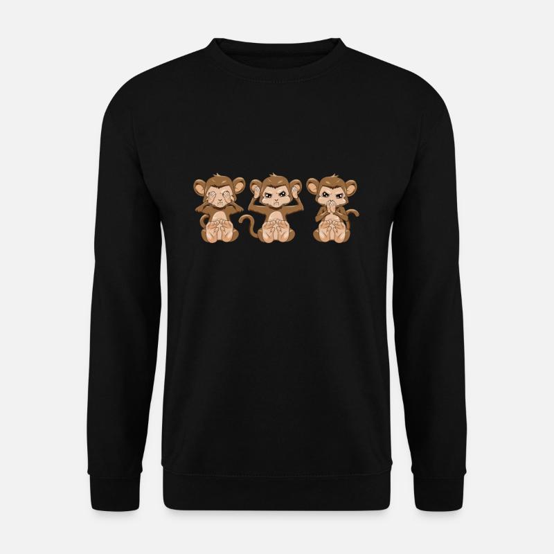 3 Affen nichts sehen hören sagen Äffchen Geschenk - Unisex Pullover - Schwarz