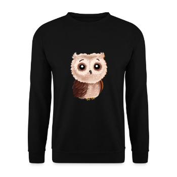 Süße Eule Vogel Eulenliebhaber Freundin Geschenk - Unisex Pullover - Schwarz - Vorne - Alina (178cm) & Michal (187cm)