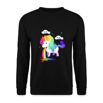Einhorn Regenbogen Kotze Einhornliebhaber Geschenk - Unisex Pullover - Schwarz - Vorne - Alina (178cm) & Michal (187cm)