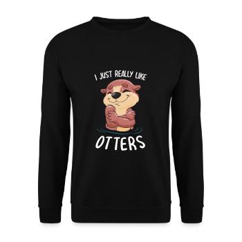 J’aime la loutre douce marder amoureux de la loutre cadeau - Sweat-shirt Unisexe - noir - Devant - Alina (178cm) & Michal (187cm)