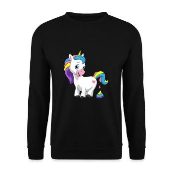 Einhorn Regenbogen Scheiße Einhornkacke Geschenk - Unisex Pullover - Schwarz - Vorne - Alina (178cm) & Michal (187cm)