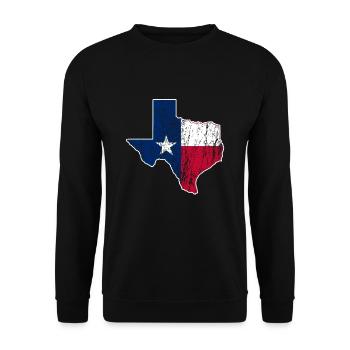 Retro Texas Flag Map - Unisex Sweatshirt - black - Front - Alina (178cm) & Michal (187cm)