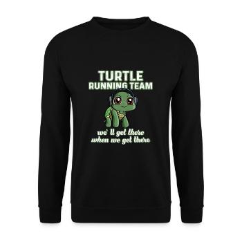 Schildkröte Laufgruppe Team joggen Läufer Geschenk - Unisex Pullover - Schwarz - Vorne - Alina (178cm) & Michal (187cm)